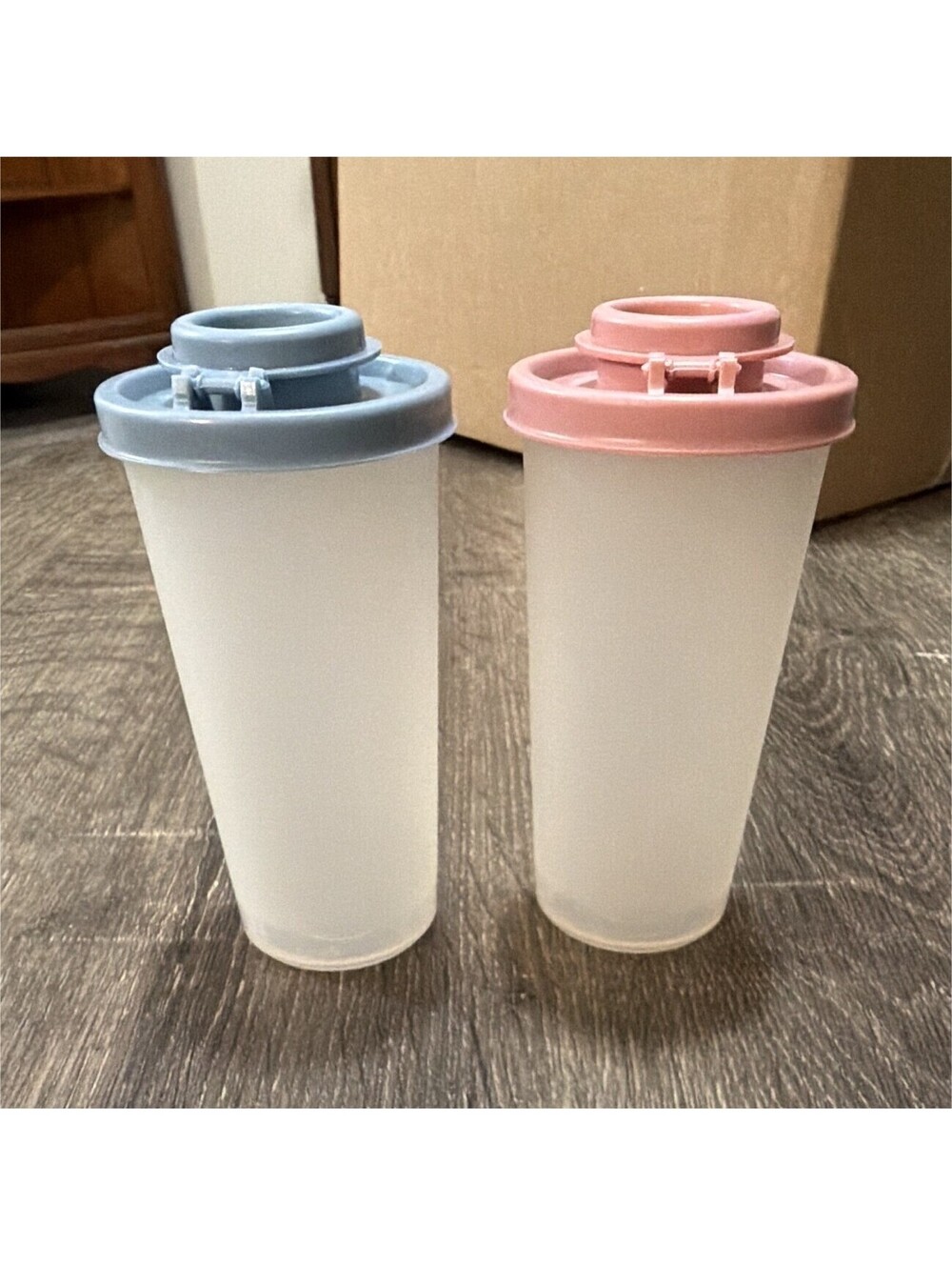 Vintage Tupperware Salt and Pepper Shakers with Classic Snap Lids Set of 2